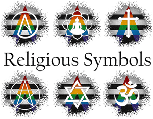 An Assortment Of Various Religious Symbols In Lgbt - Lgbt Flag Religions Symbols, HD Png Download PNG image with transparent background