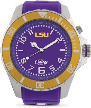 L S U College Team Wristwatch PNG Image