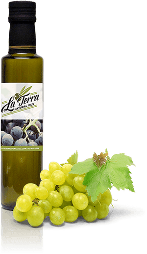 La Terra Natural Oils Bottleand Grapes PNG with transparent background