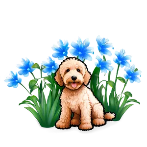 Labradoodle And Flowers Png Nxm PNG Image