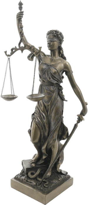 Lady Justice Statue Bronze Finish PNG