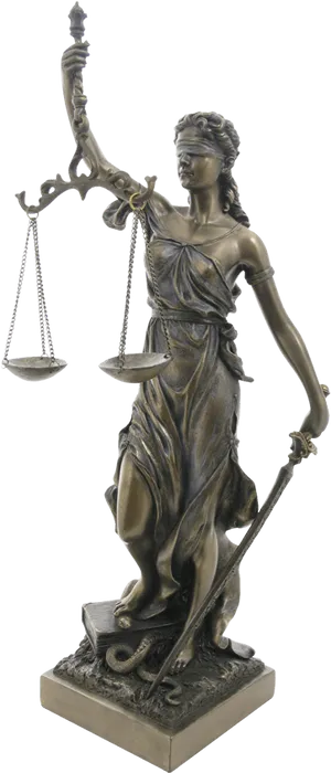 Lady Justice Statue Bronze Finish PNG Image