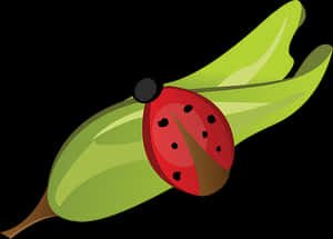 Ladybugon Green Leaf PNG image with transparent background