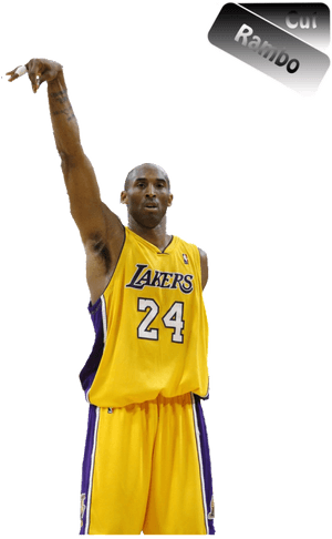 Lakers Basketball Player Pointing Up PNG image with transparent background