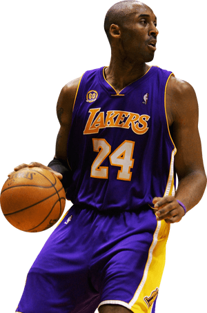 Lakers Basketball Player24 Dribbling PNG image with transparent background