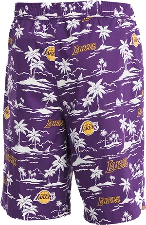 Lakers Themed Tropical Shorts PNG Image