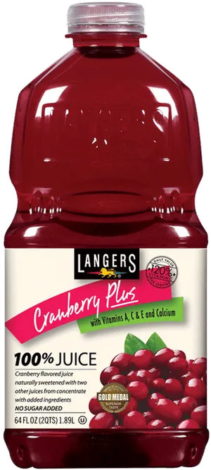 Langers Cranberry Plus Juice Bottle PNG Image