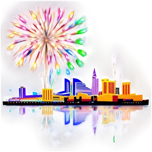 Las Vegas Skyline With Fireworks Png Mfr PNG Image