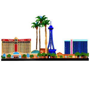 Las Vegas Skyline With Hotels Png Qxc PNG Image