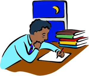 Late Night Study Session PNG Image