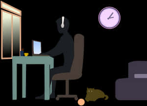 Late Night Work Session PNG with transparent background