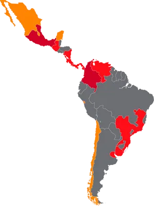 Latin America Map Venezuela Highlighted PNG Image