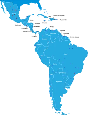 Latin America Mapwith Data Points PNG Image