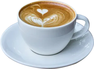 Latte Art Heart Coffee Cup PNG Image