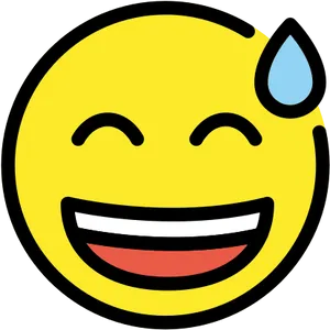 Laughing Emoji With Sweat Drop.png PNG Image