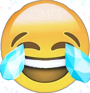 Laughing Emoji With Tearsof Joyand Diamonds PNG Image