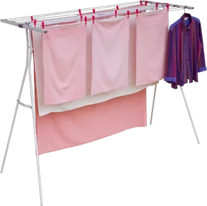 Laundry Drying Rackwith Clothes PNG Image