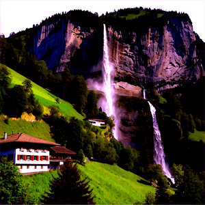 Lauterbrunnen Valley Waterfalls PNG gvj PNG image with transparent background