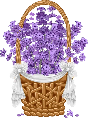 Lavender Basket Illustration PNG Image