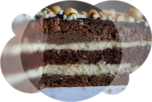 Layered Chocolate Cakewith Nuts PNG Image