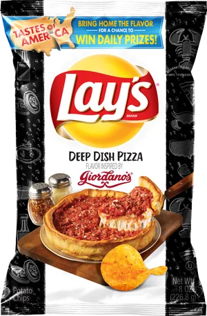 Lays Deep Dish Pizza Flavor Chips Packaging PNG Image