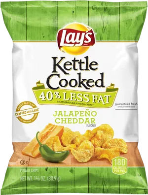 Lays Kettle Cooked Jalapeno Cheddar Chips Package PNG Image