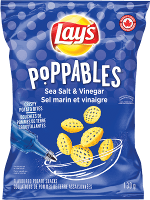 Lays Poppables Sea Salt Vinegar Chips Package PNG image with transparent background