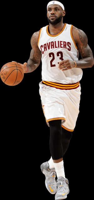 Le Bron Cavaliers Action Shot PNG image with transparent background