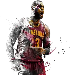 Le Bron Cleveland Cavaliers Artwork PNG Image