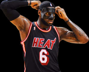 Le Bron Heat Black Mask PNG image with transparent background