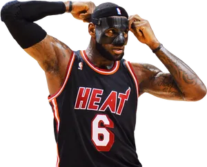 Le Bron Heat Black Mask PNG Image