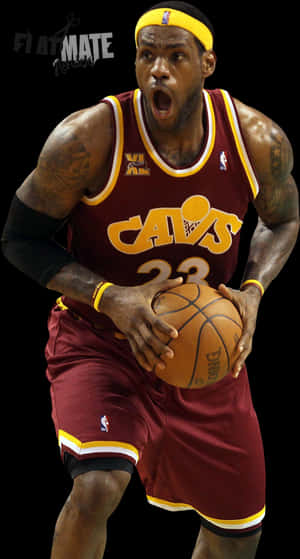 Le Bron James Cleveland Cavaliers Action Shot PNG image with transparent background