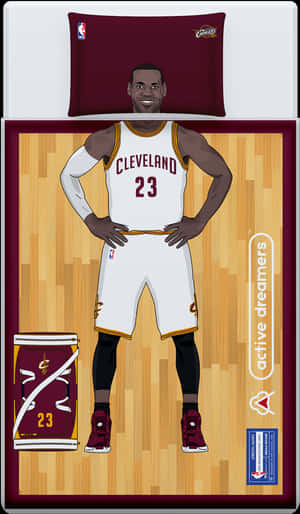 Le Bron James Cleveland Cavaliers Bedding Set PNG image with transparent background