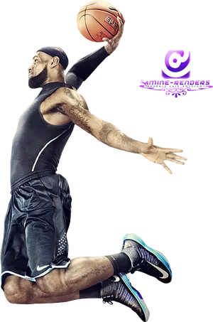 Le Bron James Dunk Pose PNG Image