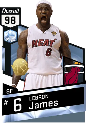 Le Bron James Miami Heat Card98 Overall PNG Image