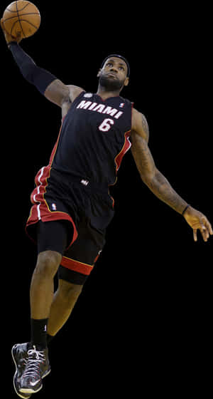 Le Bron James Miami Heat Dunk Action PNG image with transparent background