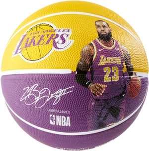 Le Bron Lakers Themed Basketball PNG Image