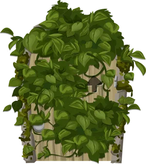 Leafy Camouflage House Vector PNG Image