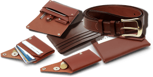 Leather Accessories Collection PNG image with transparent background