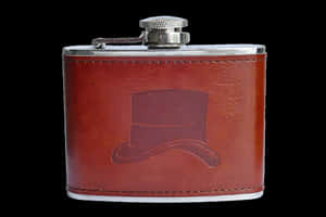 Leather Flaskwith Top Hat Embossing PNG image with transparent background