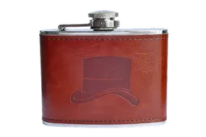 Leather Flaskwith Top Hat Embossing PNG Image