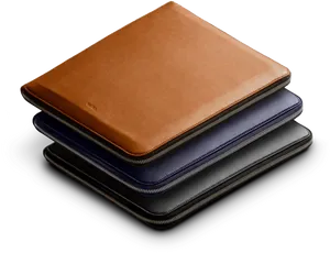 Leather Wallets Stacked Display PNG Image