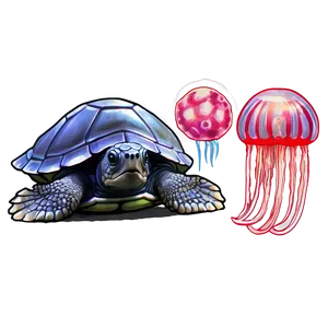 Leatherback Turtle With Jellyfish Png 06292024 PNG Image