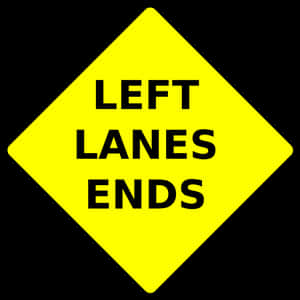 Left Lanes Ends Traffic Sign PNG image with transparent background