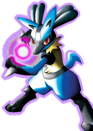 Legendary Pokemon Lucario Aura Sphere PNG Image