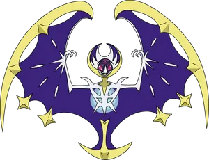 Legendary Pokemon Lunala Artwork PNG Image