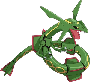 Legendary Pokemon Rayquaza Illustration PNG Image