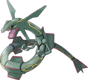 Legendary Pokemon Rayquaza Illustration PNG Image