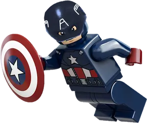 Lego Captain America Action Pose PNG Image