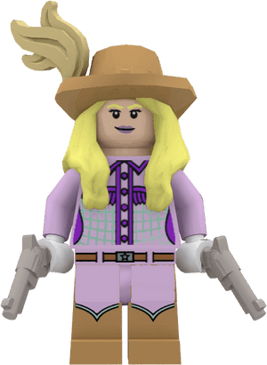 Lego Cowgirl Figure With Guns PNG image with transparent background